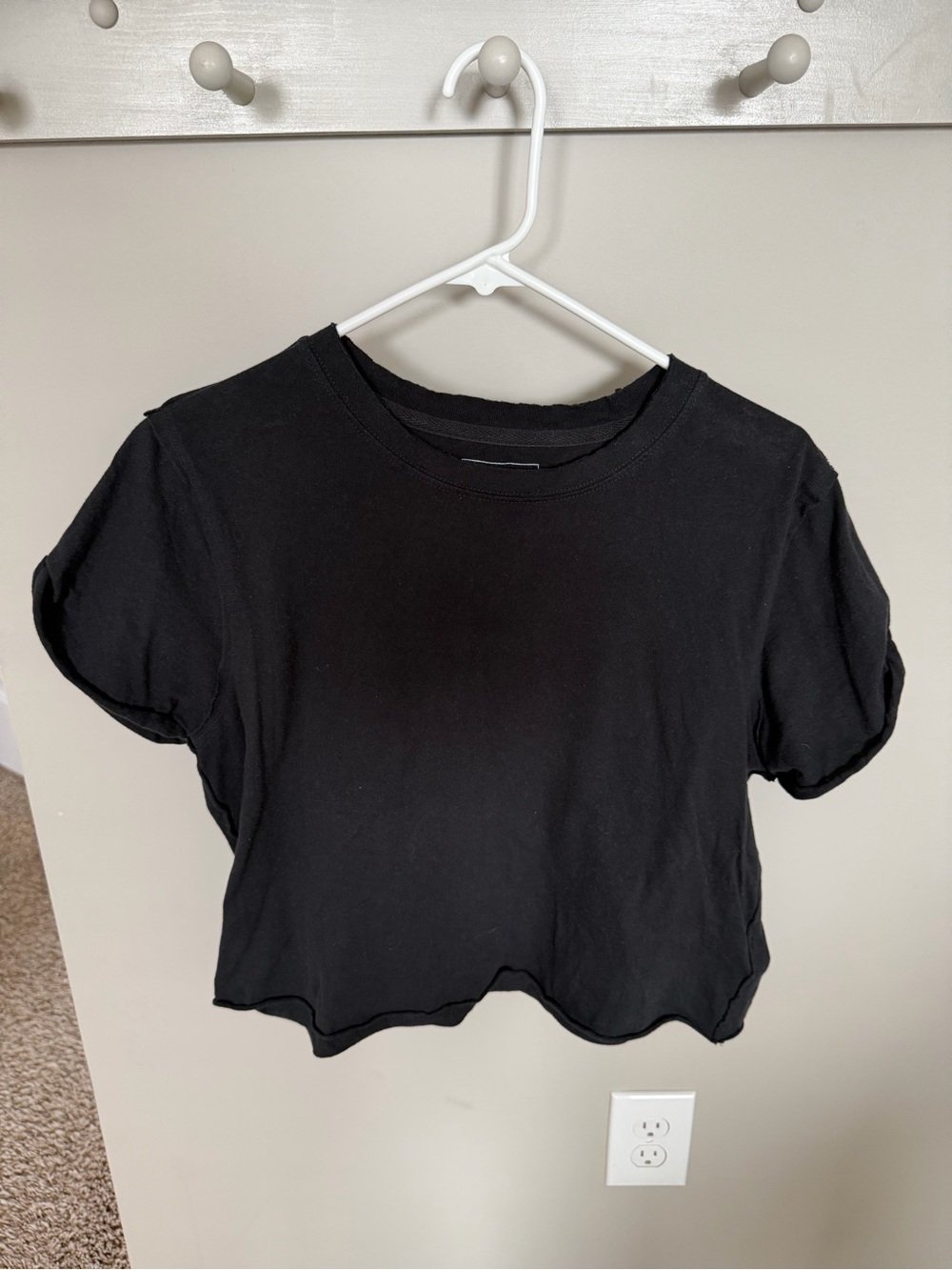We The Free Black Cropped Crewneck Tee